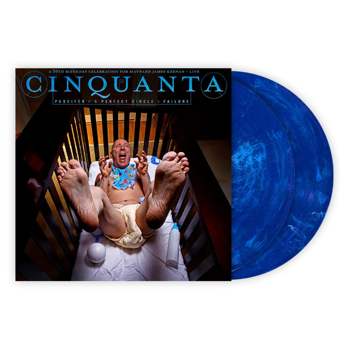 Puscifer/A Perfect Circle/Failure – Cinquanta: A 50th Birthday Celebration For Maynard James Keenan Live – Clear Blue & White Swirl Vinyl 2 LP